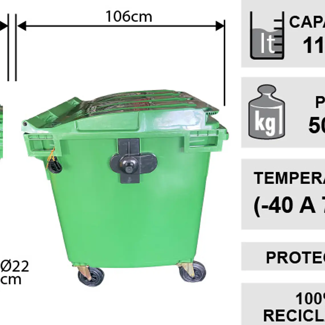 Contenedor De Basura 1.100l Verde 2