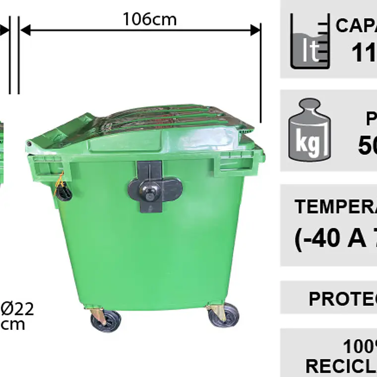Contenedor De Basura 1.100l Verde 2