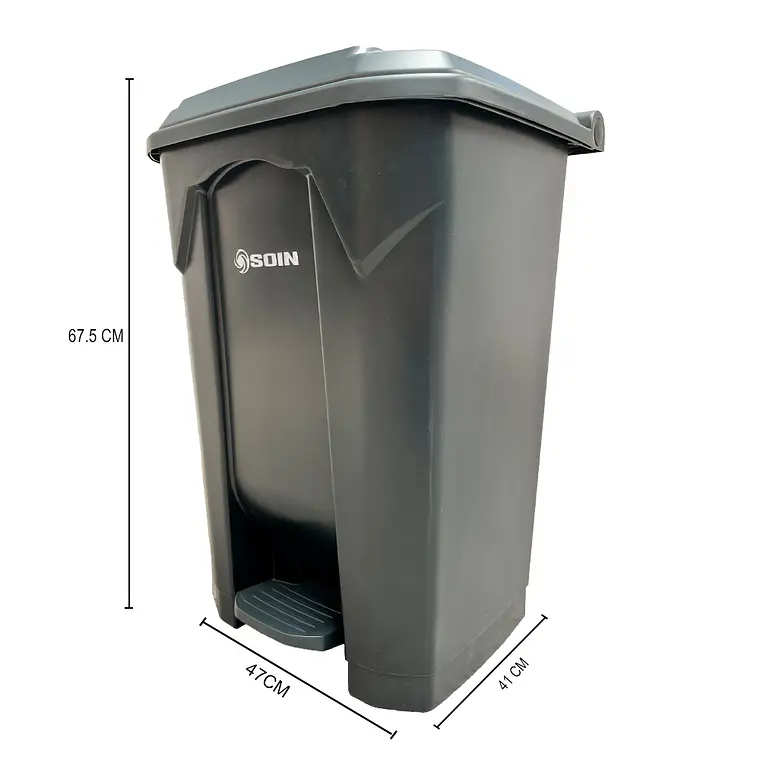 Basurero Plastico 80l Gris 3