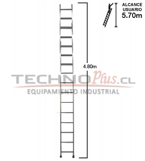 Esc. Aluminio Recta Simple 4.88m