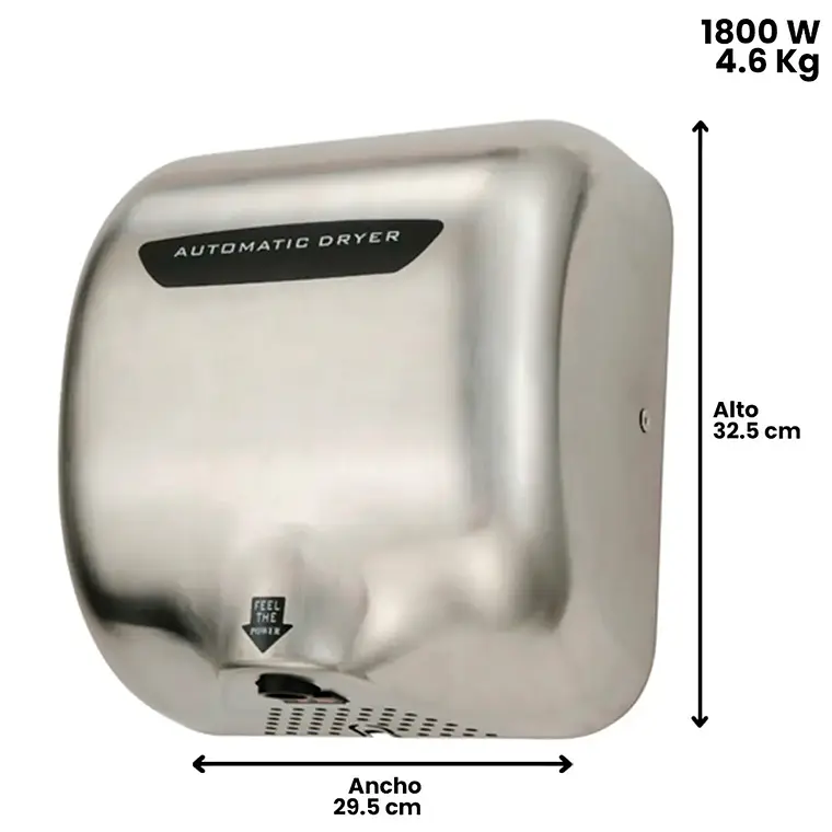 Secador De Manos Acero Inox 1800w 2
