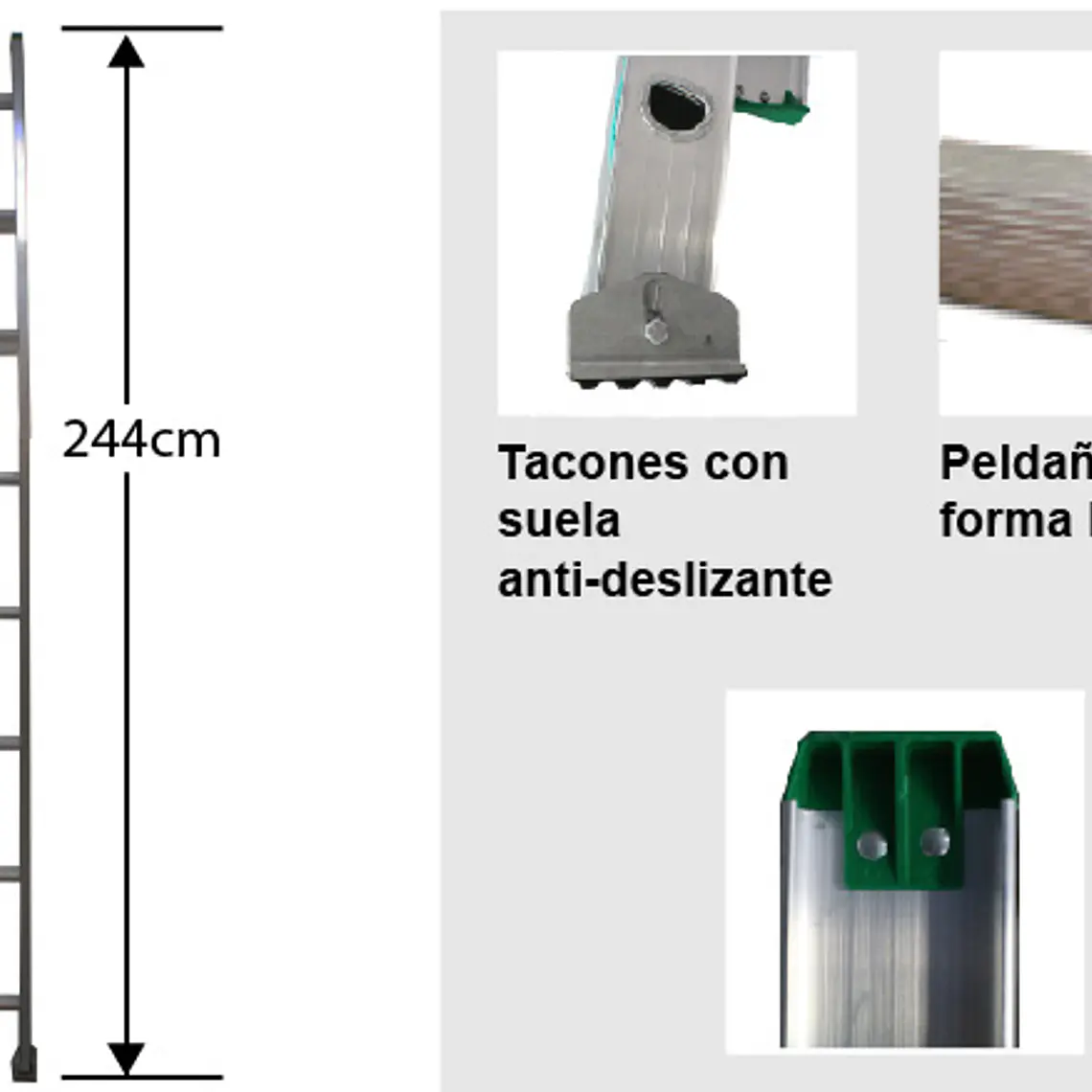 Esc. Aluminio Recta Simple 2.44m 3