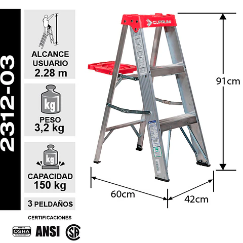 Esc. Aluminio Tijera 0.87m