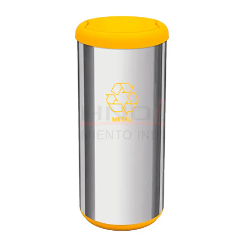 Basurero Conico Amarillo 40l Acero Inox. Tram