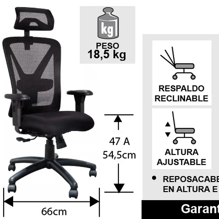 Silla Gerencial Base Nylon - Ergonomica 5
