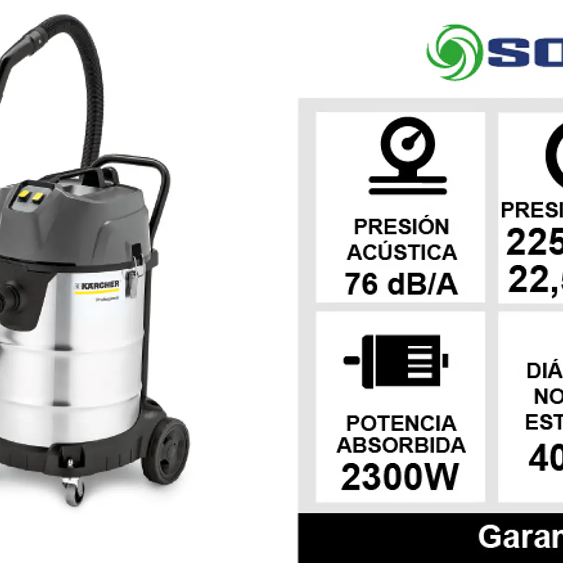 Aspiradora Polvo/agua Karcher 70l / 2motr 11