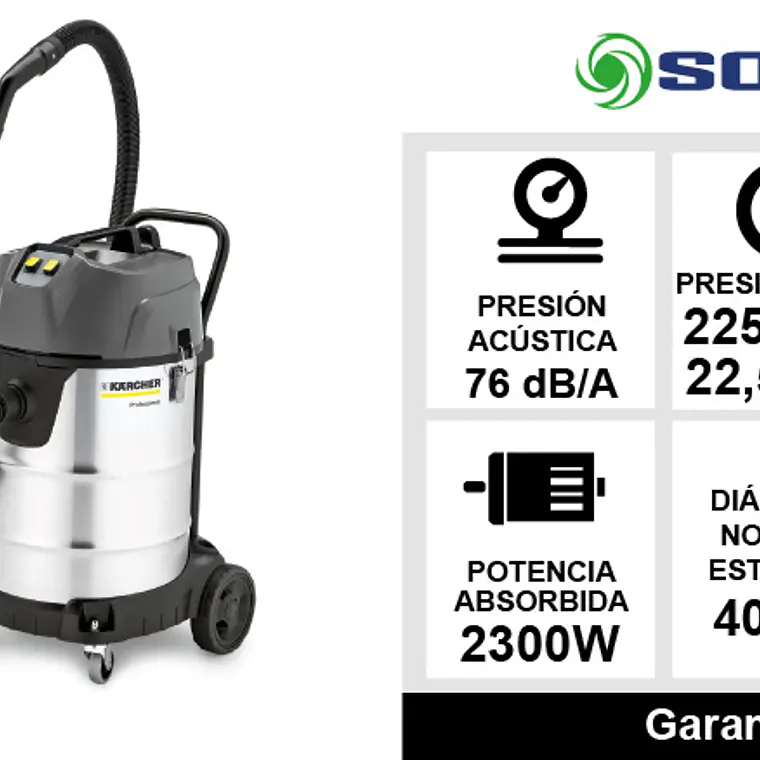 Aspiradora Polvo/agua Karcher 70l / 2motr 11