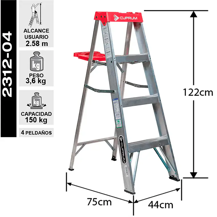 Esc. Aluminio Tijera 1.22m 2