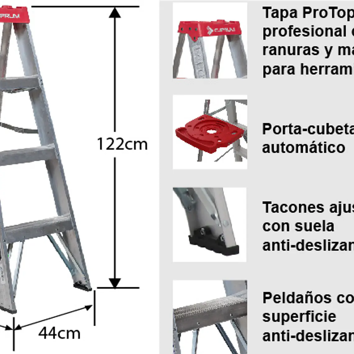 Esc. Aluminio Tijera 1.22m 8