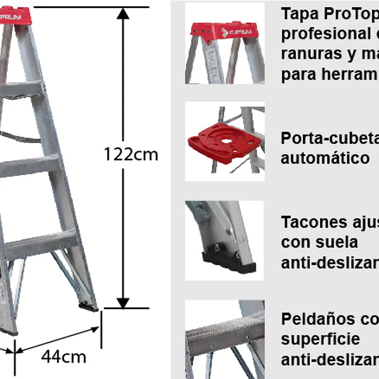Esc. Aluminio Tijera 1.22m 8