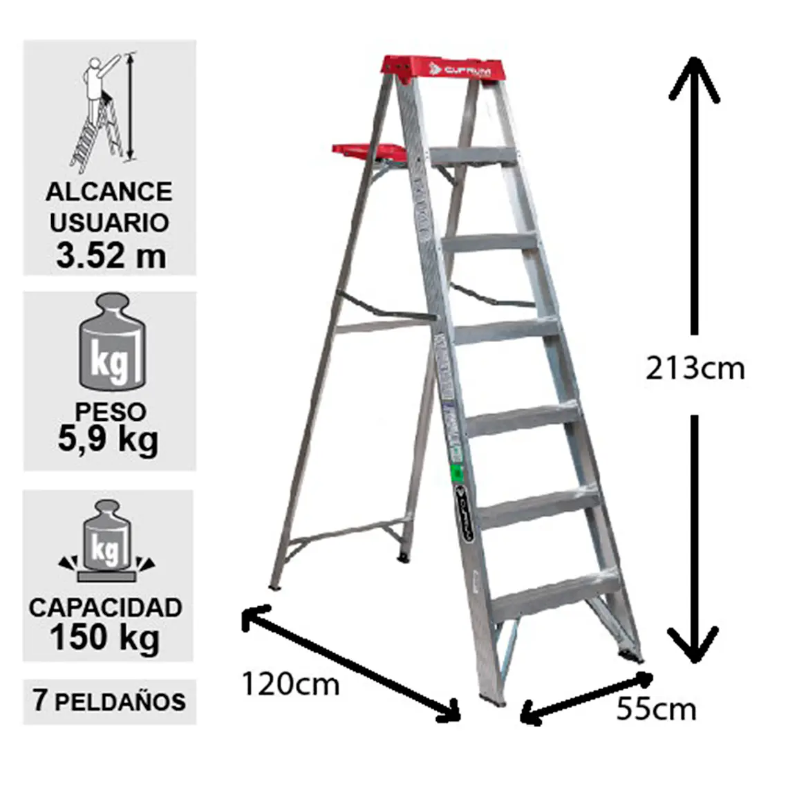 Esc. Aluminio Tijera 2.13m 2