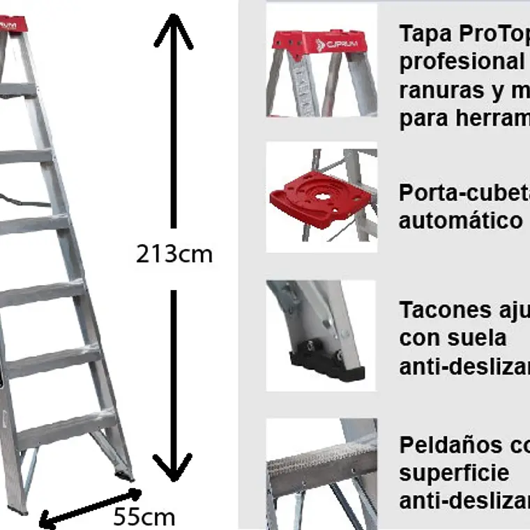 Esc. Aluminio Tijera 2.13m 8