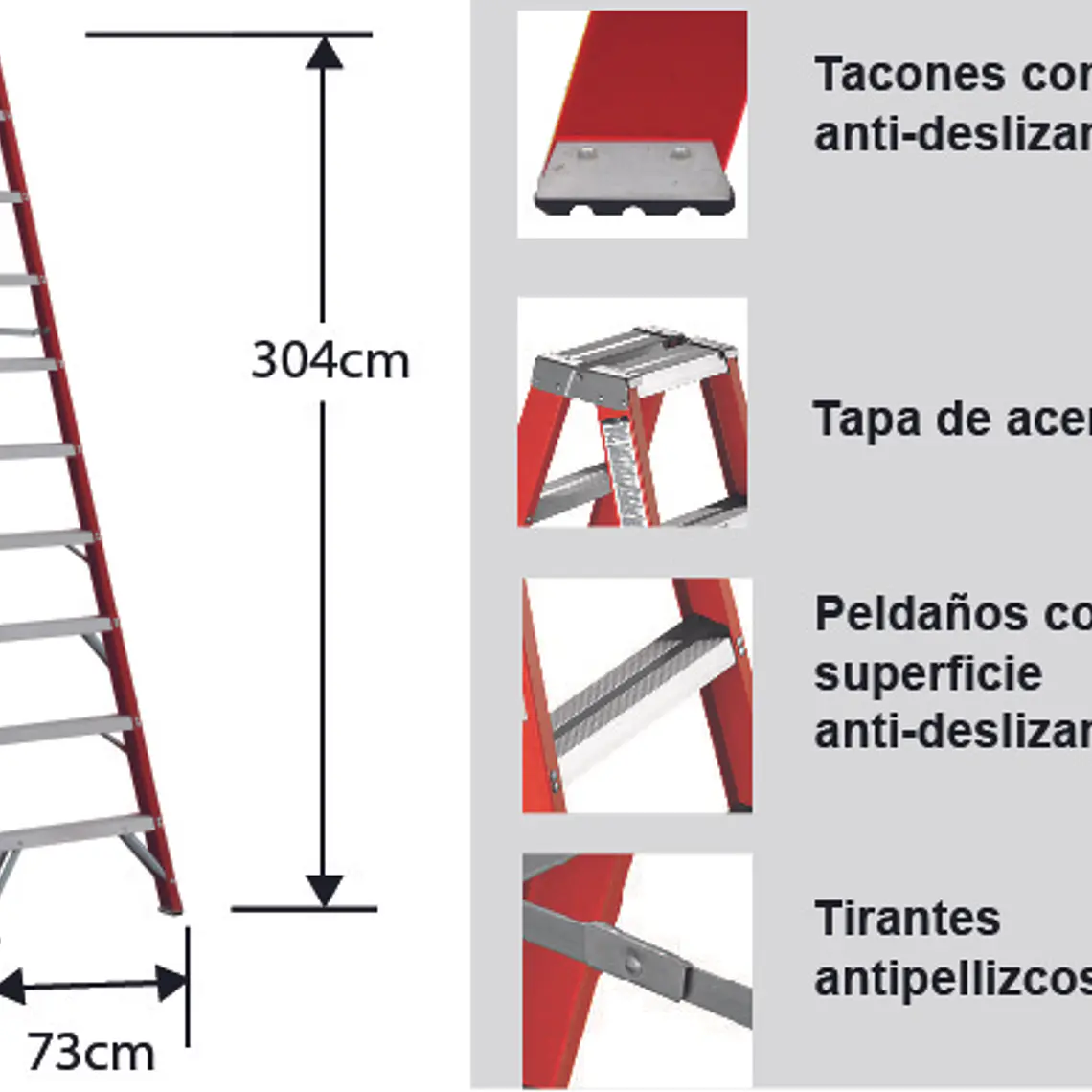 Esc. F. Vidrio Tijera Doble Acceso 3.04m 3