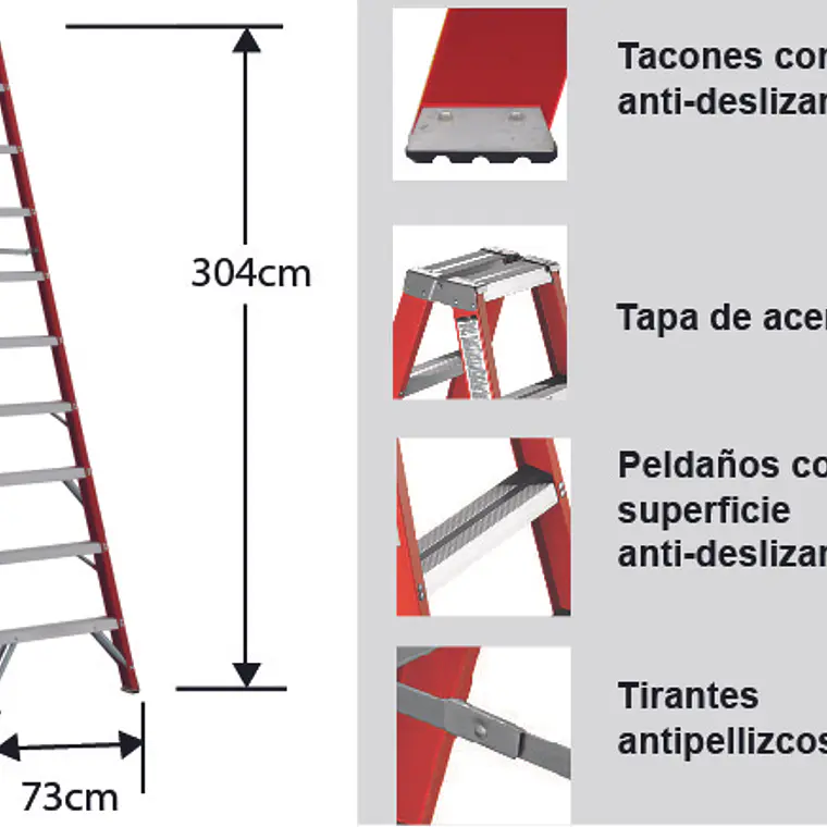 Esc. F. Vidrio Tijera Doble Acceso 3.04m 3
