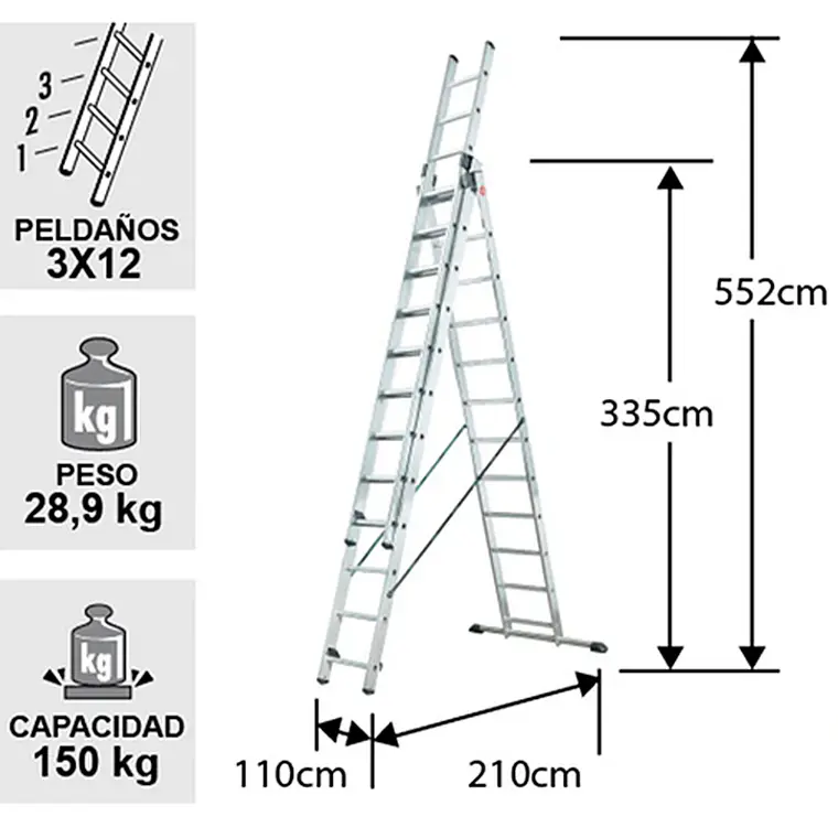 Esc. Aluminio Tijera Tel.3 X 3.35m 2