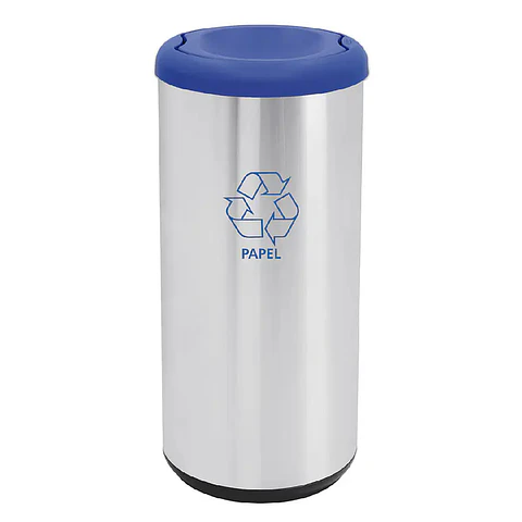 Basurero Conico Azul 40l Acero Inox. Tramonti