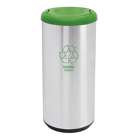 Basurero Conico Verde 40l Acero Inox. Tram