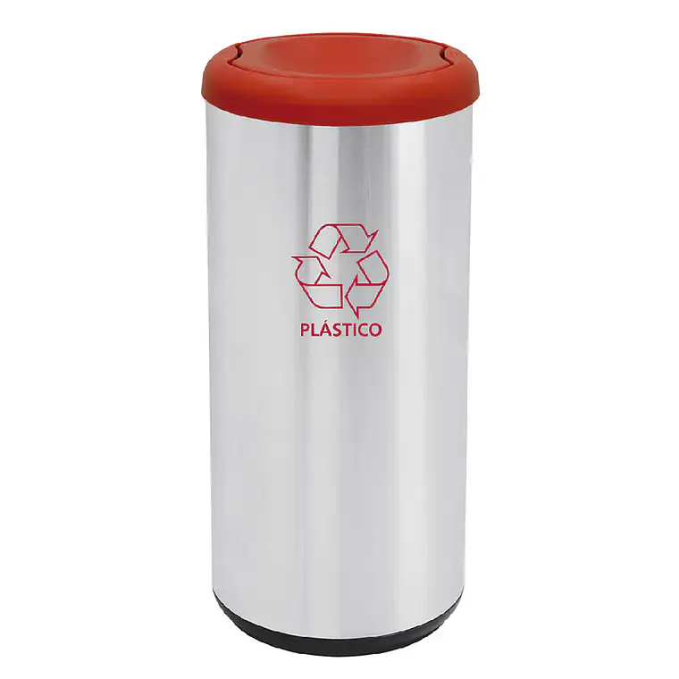 Basurero Conico Rojo 40l Acero Inox. Tramonti 1