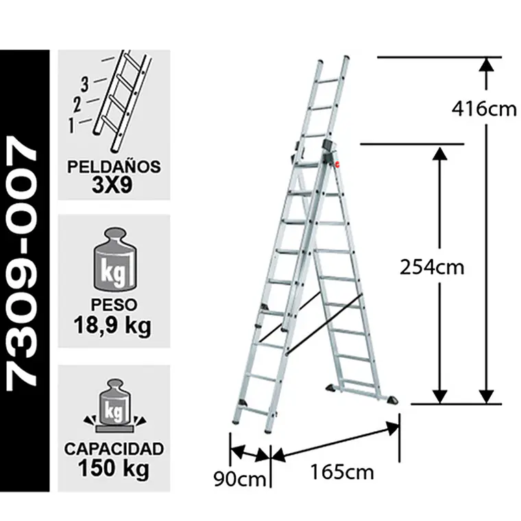 Esc. Aluminio Tijera Tel.3 X 2.54m 2