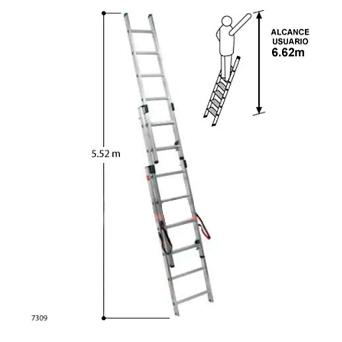 Esc. Aluminio Tijera Tel.3 X 2.54m 4