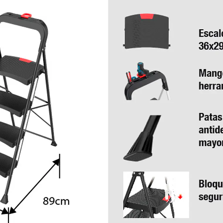 Piso Escalera Plegable 4p Luxury 4