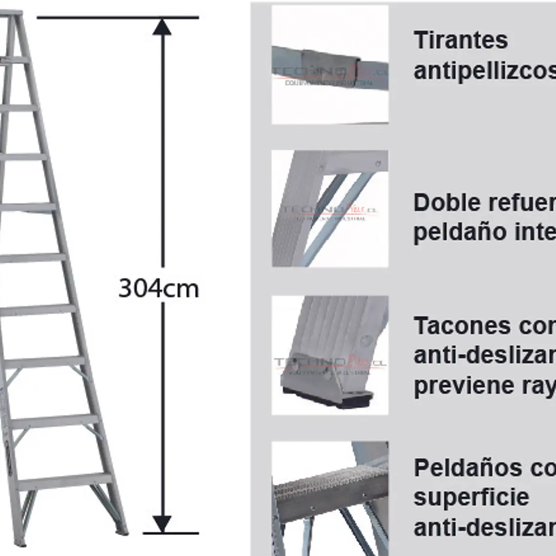 Esc. Aluminio Tijera Doble Acceso 3.05m 3