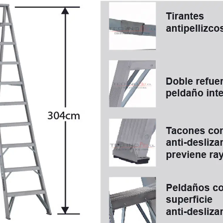 Esc. Aluminio Tijera Doble Acceso 3.05m 3