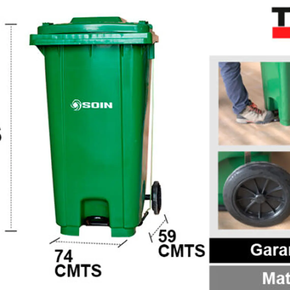 Basurero C/tapa,rueda Y Pedal 240l 5