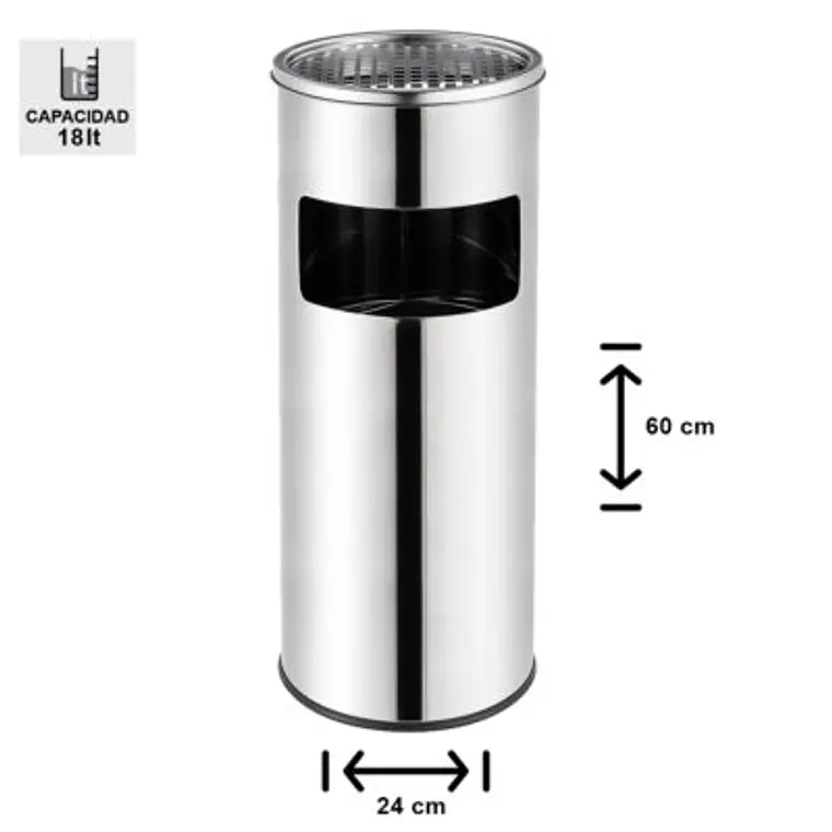 Basurero Cenicero Acero Inox Soin 18l 2