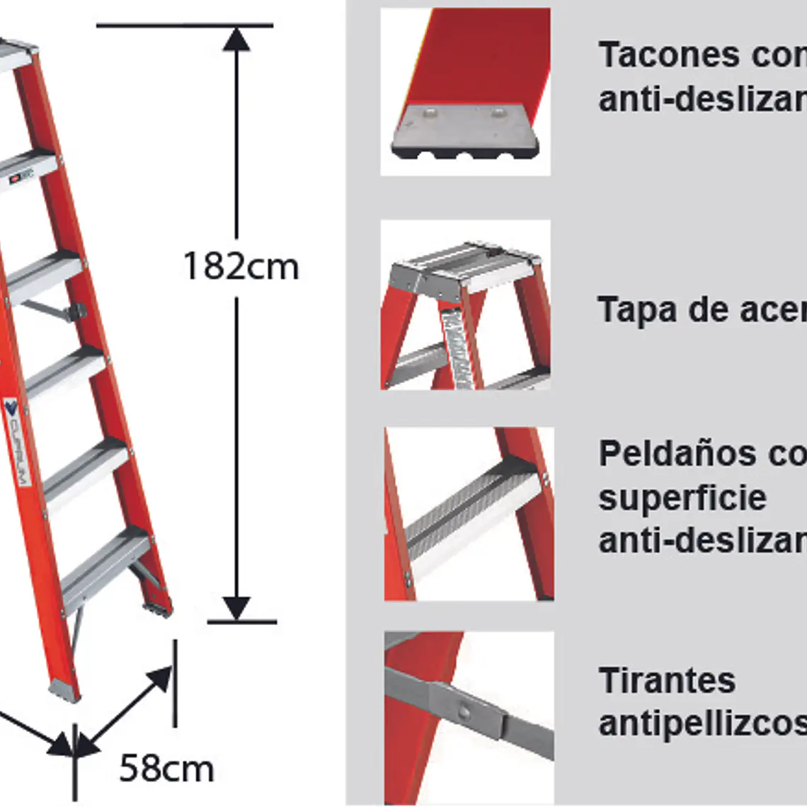 Esc. F. Vidrio Tijera Doble Acceso 1.82m 4