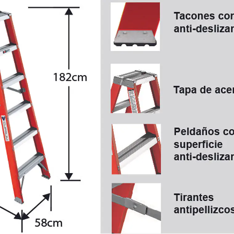 Esc. F. Vidrio Tijera Doble Acceso 1.82m 4