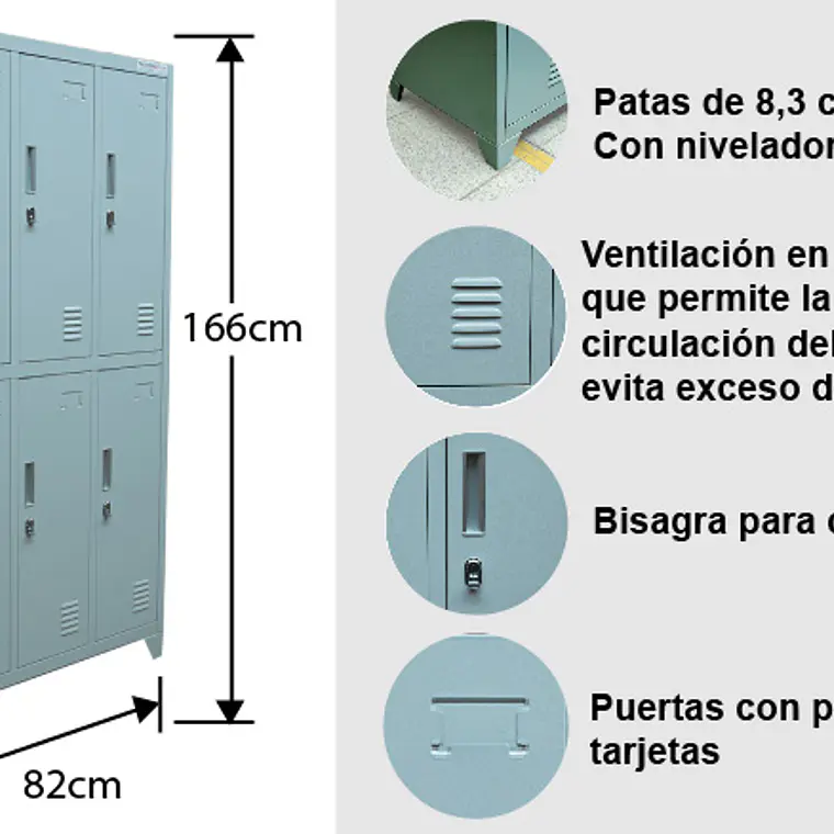 Lockers Metalico 6 Casilleros 9