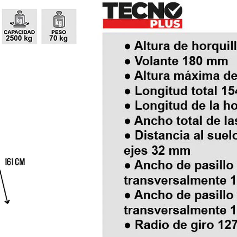 Transpaleta Manual 2500 Kg Nylon 550 Mm 6
