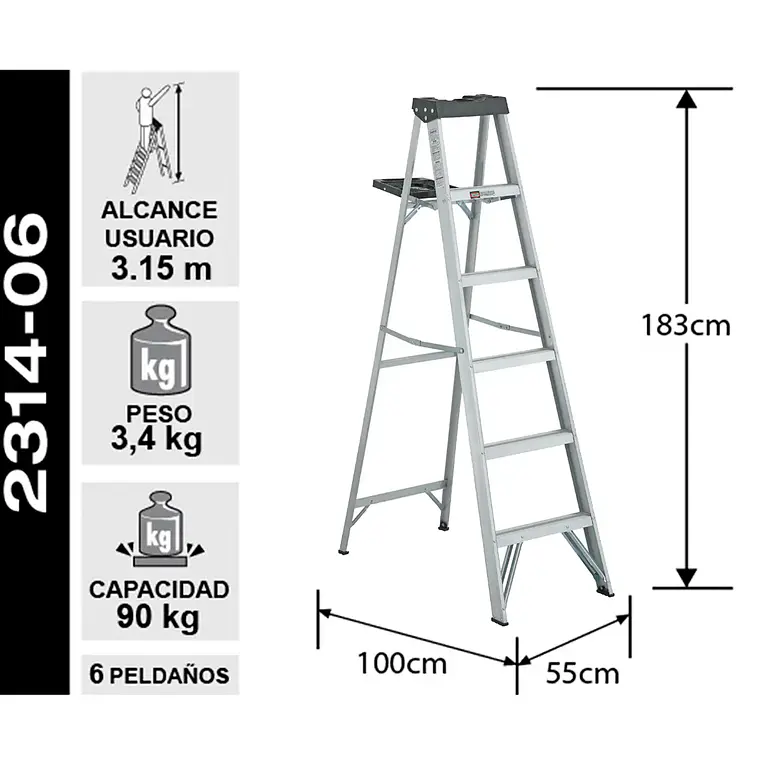Esc. Aluminio Tijera 1.83m 2