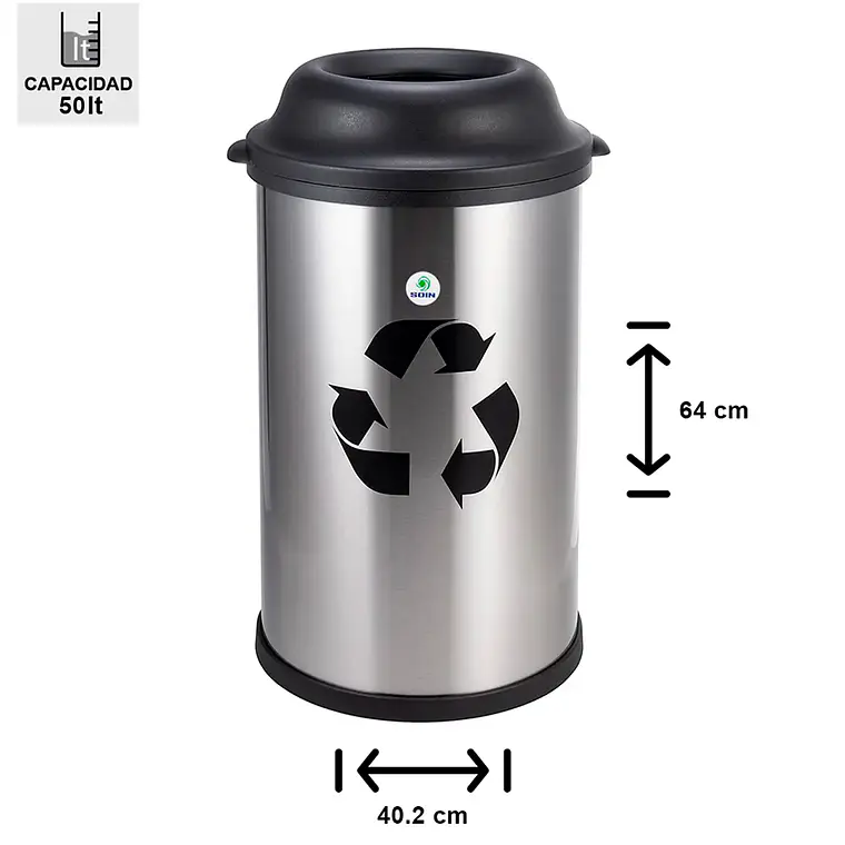 Basurero Acero Inox Soin 50l Abierto 2