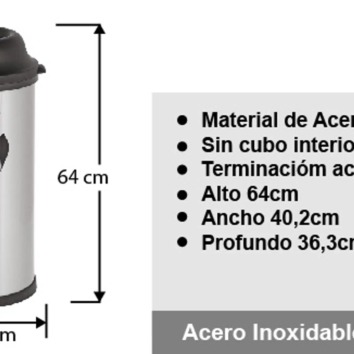 Basurero Acero Inox Soin 50l Abierto 4