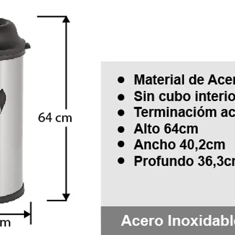 Basurero Acero Inox Soin 50l Abierto 4