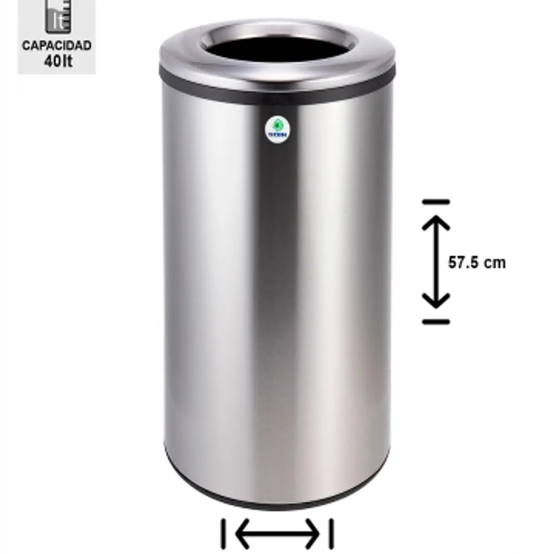 Basurero Acero Inox Soin 40l Abierto 2