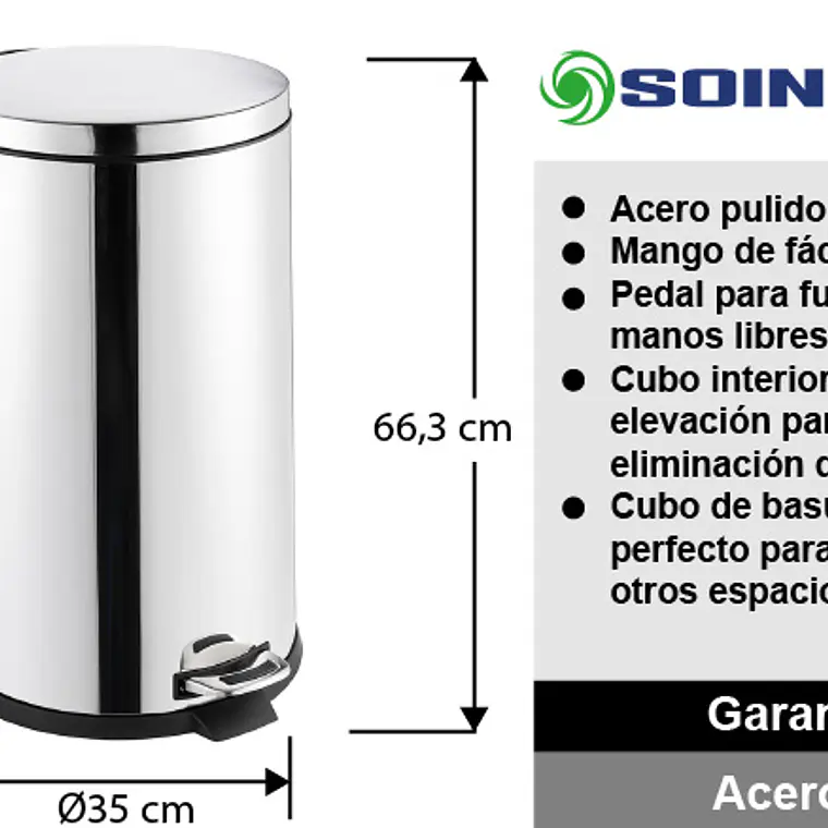Basurero Acero Inox Soin 40l 5