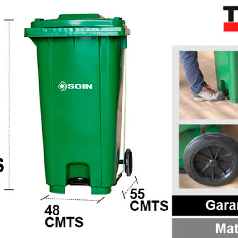 Basurero C/tapa, Rueda Y Pedal 120l 5