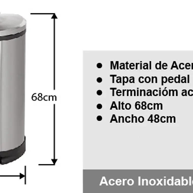 Basurero Acero Inox Soin 50l 6