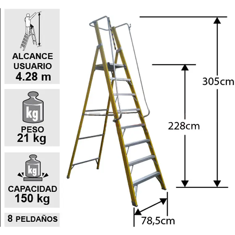 Esc. Fibra V. Plat. Con Baranda 8 Peld 2