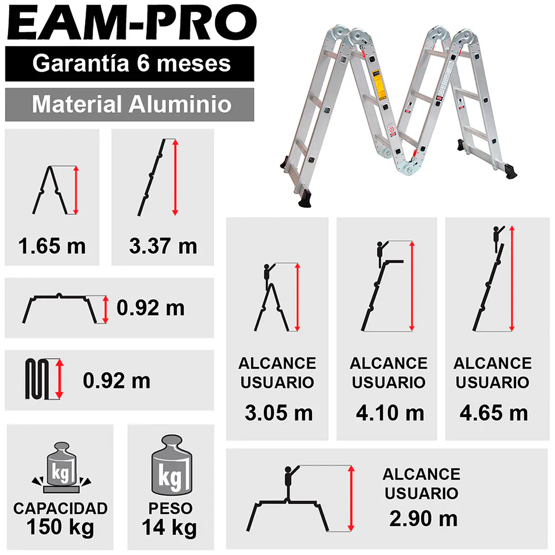 Esc. Articulada Aluminio - Technoplus Pro 4