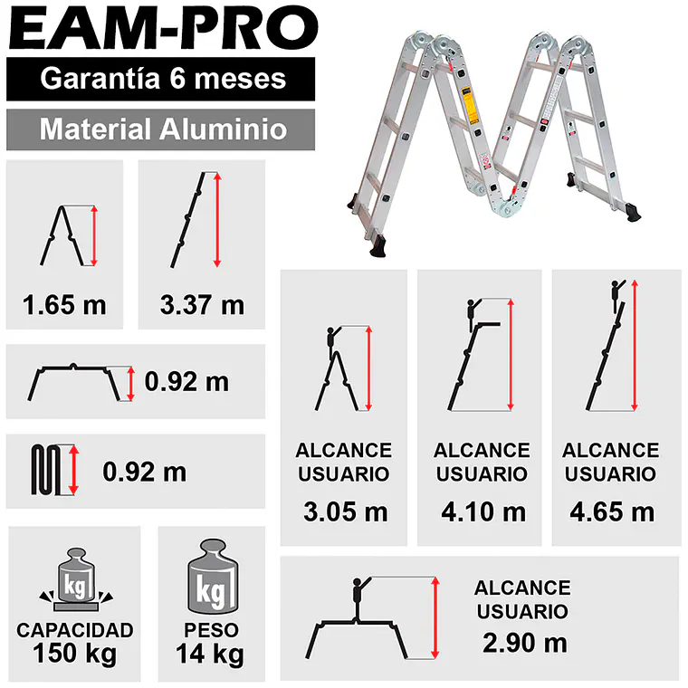 Esc. Articulada Aluminio - Technoplus Pro 4
