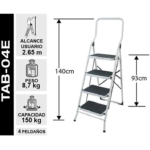 Piso Escalera Plegable 4p Con Asa