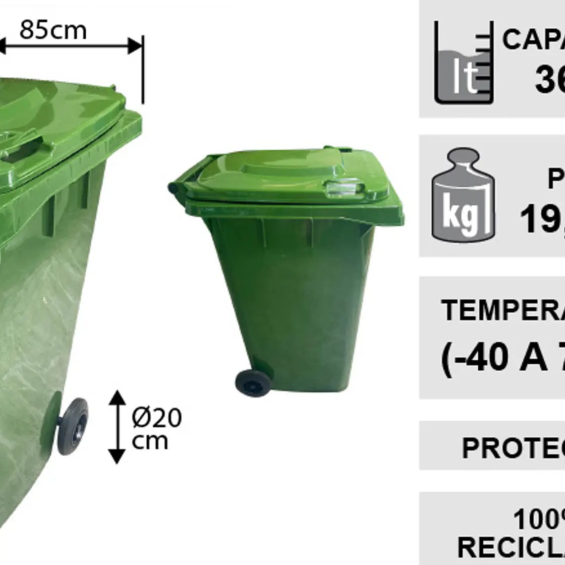 Contenedor De Basura 360l Verde 4