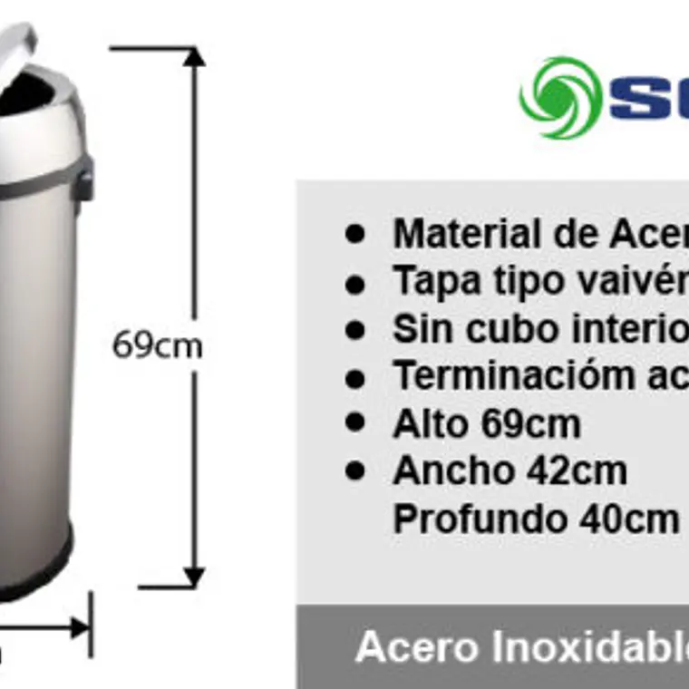 Basurero Acero Inox Soin 65l Vaivén 5