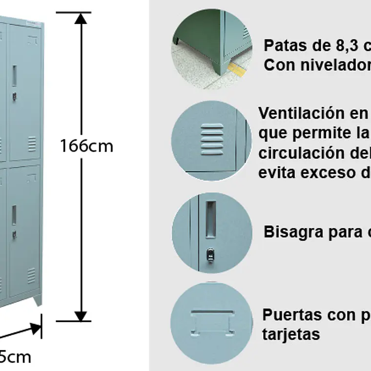 Lockers Metalico 4 Casilleros 8