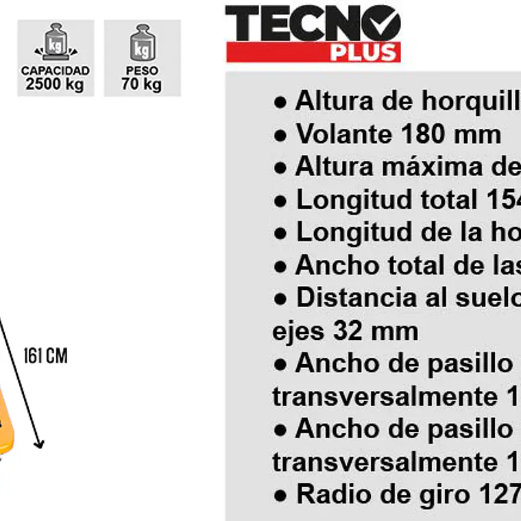 Transpaleta Manual 2500 Kg Nylon 685 Mm 6