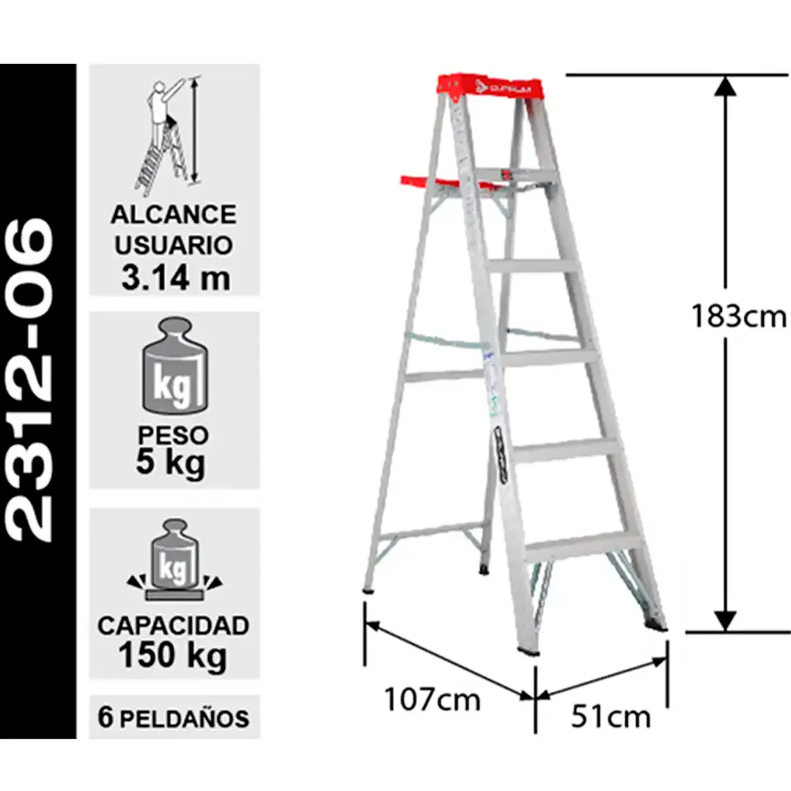 Esc. Aluminio Tijera 1.83m 2